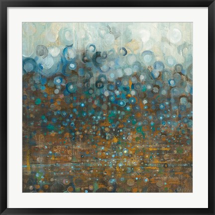Framed Blue and Bronze Dots Print