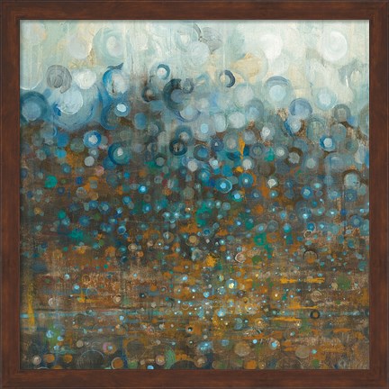 Framed Blue and Bronze Dots Print