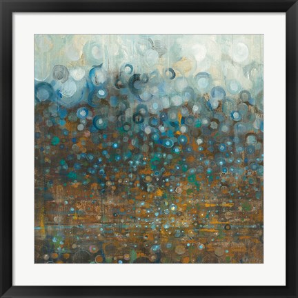 Framed Blue and Bronze Dots Print