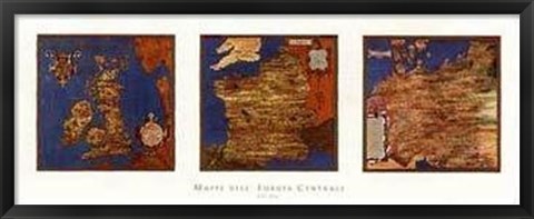 Framed Map U.K.-France-Germany Triptych Print