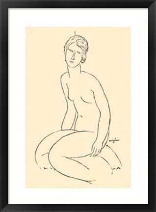 Framed Seated Nude Woman Print