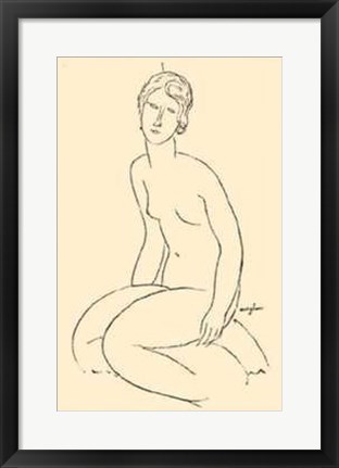 Framed Seated Nude Woman Print