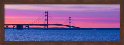 Framed Mackinac Bridge at Sunset, Michigan Print