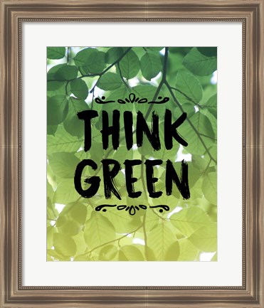 Framed Think Green Ombre Leaves Print