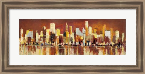 Framed Manhattan al Tramonto Print