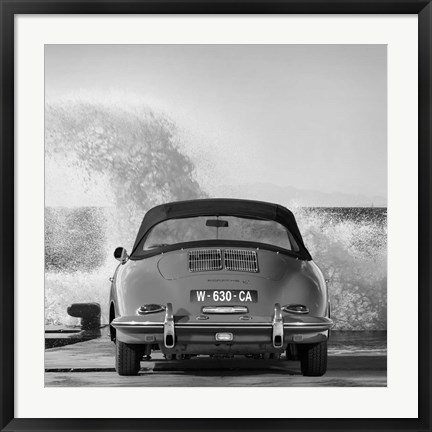 Framed Ocean Waves Breaking on Vintage Beauties (BW detail 1) Print