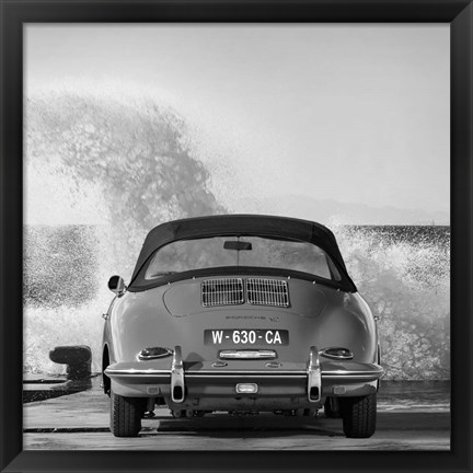 Framed Ocean Waves Breaking on Vintage Beauties (BW detail 1) Print