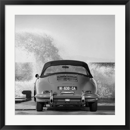 Framed Ocean Waves Breaking on Vintage Beauties (BW detail 1) Print