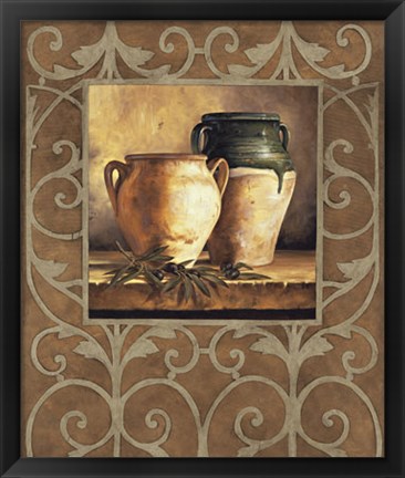 Framed Vases with Olives Print