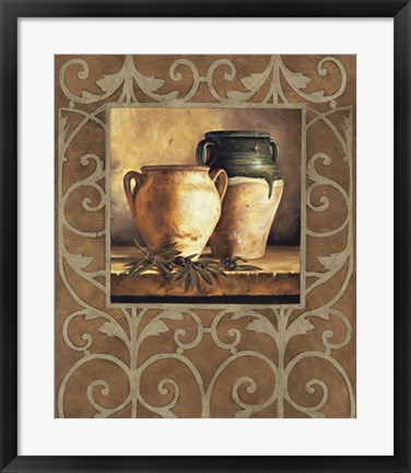 Framed Vases with Olives Print