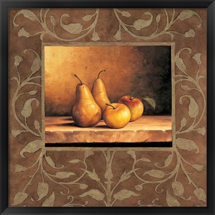 Framed Andres Gonzales - Pears and Apples Size 27.5x27.5 Print