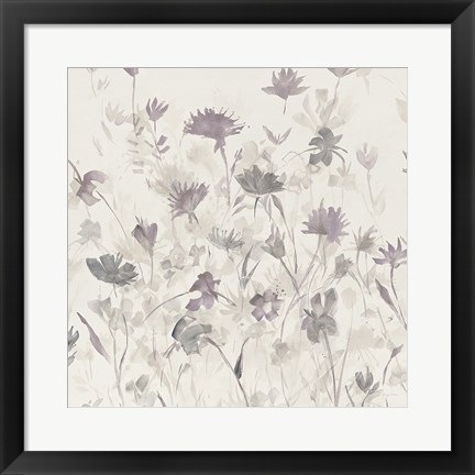 Framed Garden Shadows III Purple Grey Print