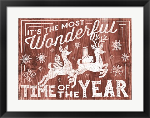 Framed Rustic Holiday I Print