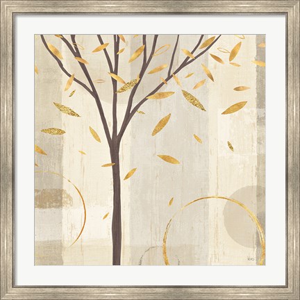 Framed Watercolor Forest Gold IV Print