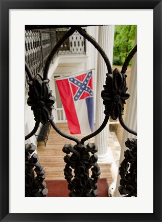 Framed Mississippi Mississippi state flag at the Waverley Plantation Print