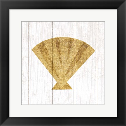 Framed Beachscape Shell Gold Neutral Print