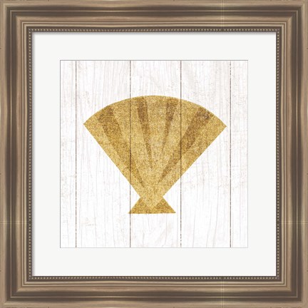 Framed Beachscape Shell Gold Neutral Print