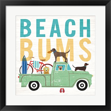 Framed Beach Bums Truck I Square Print