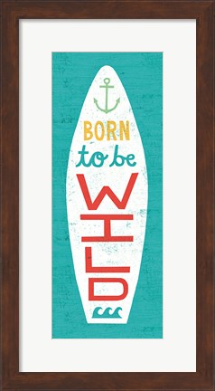 Framed Beach Bums Surf Board I Print