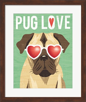 Framed Beach Bums Pug I Love Print