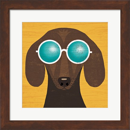 Framed Beach Bums Dachshund I Print