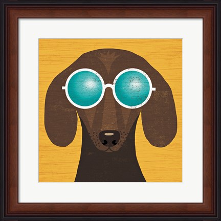 Framed Beach Bums Dachshund I Print