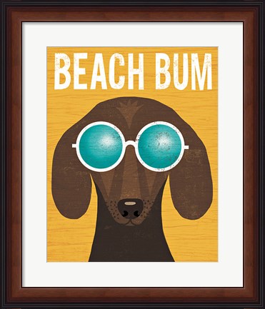 Framed Beach Bums Dachshund I Bum Print