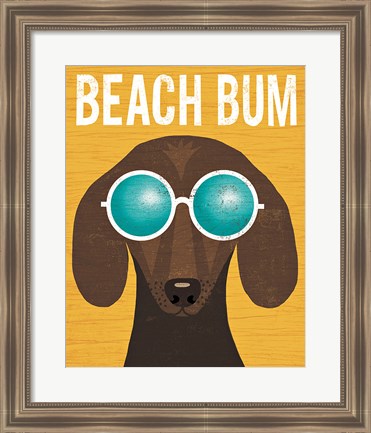 Framed Beach Bums Dachshund I Bum Print