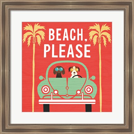 Framed Beach Bums Beetle I Square Print