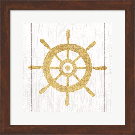 Framed Beachscape VI Helm Gold Neutral Print