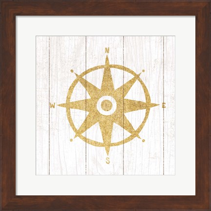 Framed Beachscape IV Compass Gold Neutral Print