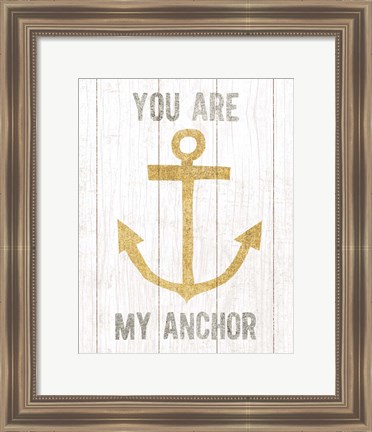 Framed Beachscape III Anchor Quote Gold Neutral Print