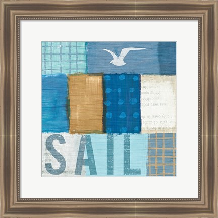 Framed Beachscape Collage V Print