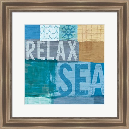 Framed Beachscape Collage III Print