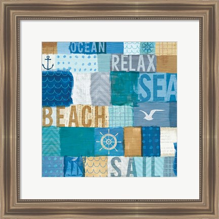 Framed Beachscape Collage I Print