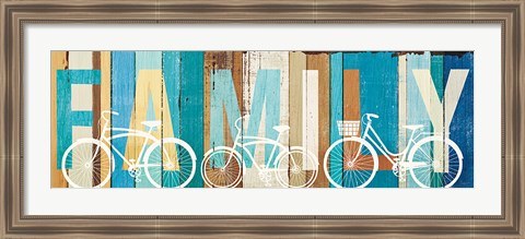 Framed Beachscape Bicycle Family Print