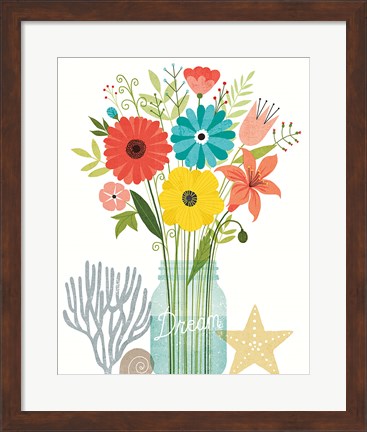 Framed Seaside Bouquet III Mason Jar Print