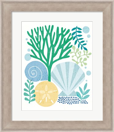 Framed Under Sea Treasures VI Sea Glass Print