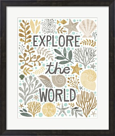 Framed Under Sea Treasures I Gold Neutral Print