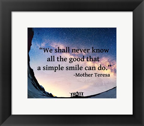 Framed Simple Smile - Mother Teresa Quote Print