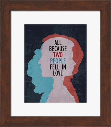 Framed All Because Two People Fell In Love Silhouette Print