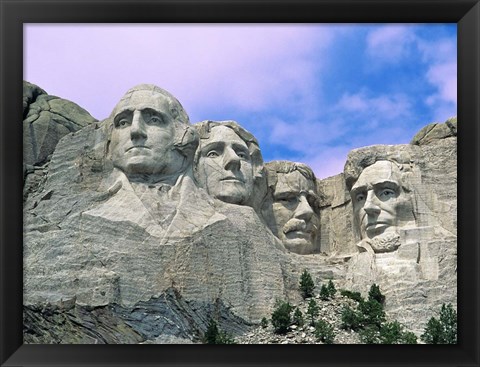 Framed View of Mount Rushmore National Monument Presidential Faces, South Dakota Print