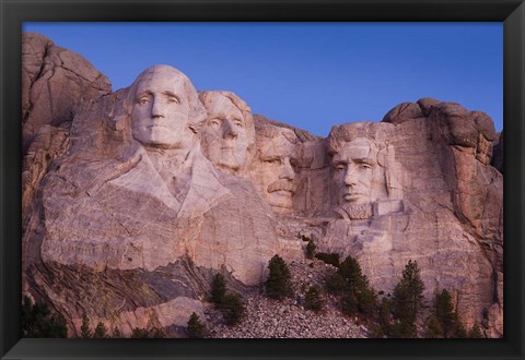 Framed Mount Rushmore National Memorial at dawn, Keystone, South Dakota Print