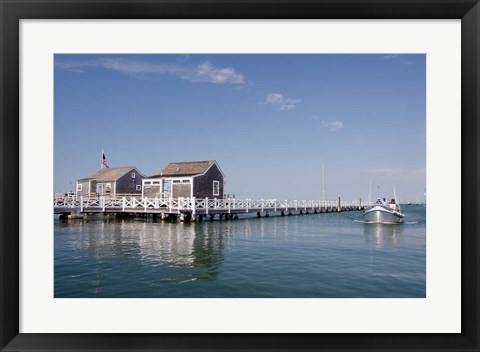 Framed Straight Wharf water taxi, Nantucket, Massachusetts Print