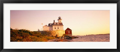 Framed Lighthouse at the coast, Rose Island Light, Newport, Rhode Island, New England Print