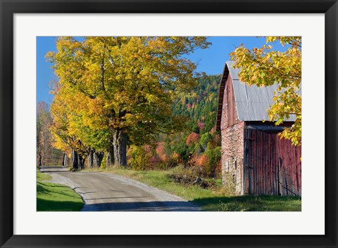 Framed Rural barn, farm in autumn, New Hampshire Print