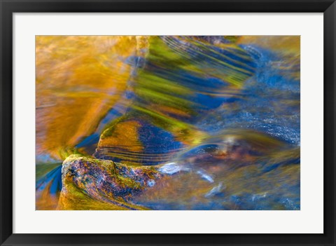 Framed Fall Reflections in Stream, White Mountain National Forest, New Hampshire Print