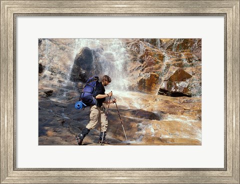 Framed Backpacking in White Mountain National Forest, Base of Arethusa Falls, New Hampshire Print