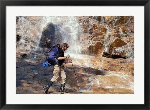 Framed Backpacking in White Mountain National Forest, Base of Arethusa Falls, New Hampshire Print