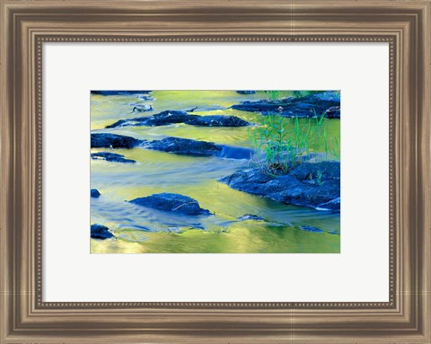 Framed Summer Reflections in the Waters of the Lamprey River, New Hampshire Print